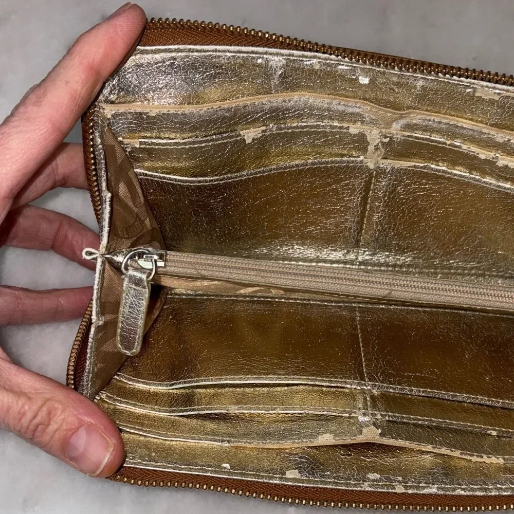 Michael Kors Wallet Jet Set Travel Continental Full Zip Brown Leather